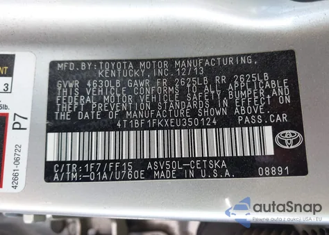 2014 Toyota Camry Se from USA, damaged, VIN 4T1BF1FKXEU350124